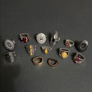 Paparazzi Silver and Gold Ring Collection with Red and Yellow Accents